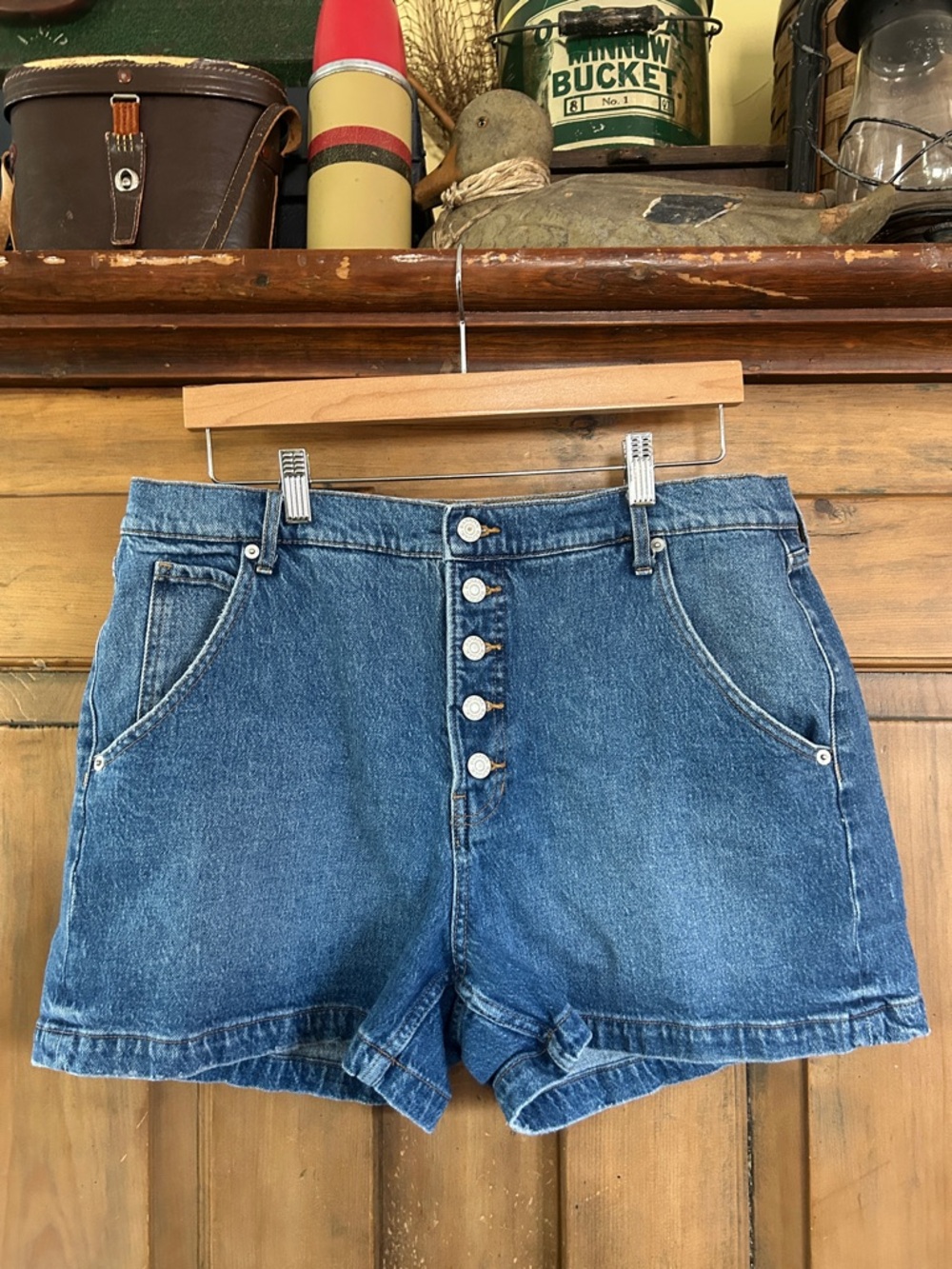 Banana Republic High-Waist Button Front Denim Shorts